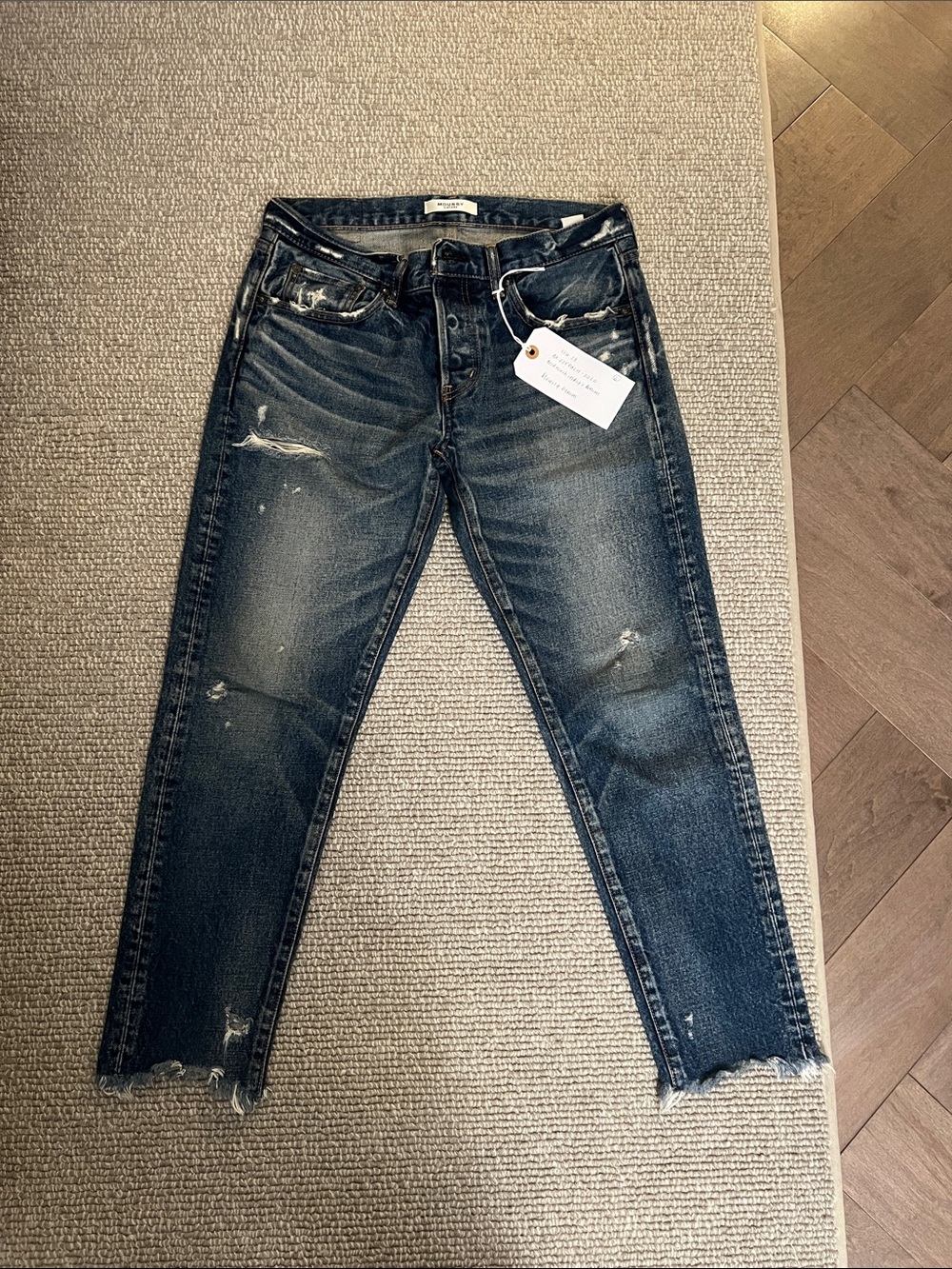 Moussy Dark Blue Distressed Cropped Jeans